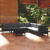 Muebles De Jardín 8 Piezas Con Cojines Negro Madera Maciza Pino