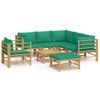 Set De Muebles De Jardín 8 Piezas Bambú Con Cojines Verde