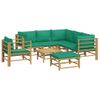 Set De Muebles De Jardín 8 Piezas Bambú Con Cojines Verde