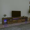 Mueble De Tv Con Luces Led Color Roble Ahumado 215x36,5x40 Cm