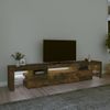 Mueble De Tv Con Luces Led Color Roble Ahumado 215x36,5x40 Cm
