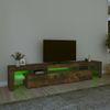 Mueble De Tv Con Luces Led Color Roble Ahumado 215x36,5x40 Cm