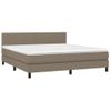 Cama Box Spring Con Colchón Led Tela Gris Taupe 160x200 Cm