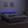 Cama Box Spring Con Colchón Led Tela Gris Taupe 160x200 Cm