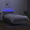 Cama Box Spring Con Colchón Tela Y Led Gris Claro 100x200 Cm