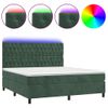 Cama Box Spring Colchón Y Led Terciopelo Verde Oscuro 180x200cm