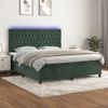 Cama Box Spring Colchón Y Led Terciopelo Verde Oscuro 180x200cm