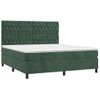 Cama Box Spring Colchón Y Led Terciopelo Verde Oscuro 180x200cm