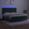 Cama Box Spring Colchón Y Led Terciopelo Verde Oscuro 180x200cm