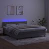 Cama Box Spring Colchón Y Led Terciopelo Gris Claro 160x200 Cm