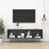 Mueble Tv Pared Madera Contrachapada Gris 37x37x142,5 Cm