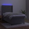 Cama Box Spring Colchón Y Led Terciopelo Gris Claro 90x200 Cm