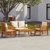 Set Muebles De Jardín 4 Piezas Y Cojines Madera Maciza De Acacia