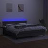 Cama Box Spring Colchón Y Luces Led Tela Gris Oscuro 180x200 Cm