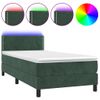 Cama Box Spring Colchón Y Led Terciopelo Verde Oscuro 90x190 Cm