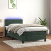 Cama Box Spring Colchón Y Led Terciopelo Verde Oscuro 90x190 Cm