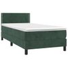 Cama Box Spring Colchón Y Led Terciopelo Verde Oscuro 90x190 Cm