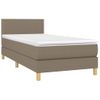 Cama Box Spring Con Colchón Led Tela Gris Taupe 100x200 Cm