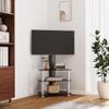 Mueble Tv Esquina 3 Niveles Para 32-70 Pulgadas Negro Plateado