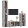 Set De Muebles De Tv 4 Piezas Madera Contrachapada Gris Hormigón