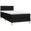 Cama Box Spring Con Colchón Led Tela Negro 100x200 Cm