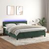 Cama Box Spring Colchón Y Led Terciopelo Verde Oscuro 180x200cm