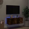 Mueble De Tv De Pared Con Luces Led Roble Ahumado 80x35x31 Cm