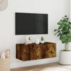 Mueble De Tv De Pared Con Luces Led Roble Ahumado 80x35x31 Cm