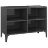 Mueble De Tv Con Patas De Metal Gris Brillante 69,5x30x50 Cm