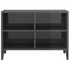 Mueble De Tv Con Patas De Metal Gris Brillante 69,5x30x50 Cm