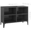 Mueble De Tv Con Patas De Metal Gris Brillante 69,5x30x50 Cm