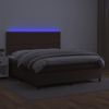 Cama Box Spring Colchón Y Led Cuero Sintético Marrón 140x190 Cm