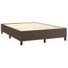 Cama Box Spring Colchón Y Led Cuero Sintético Marrón 140x190 Cm