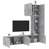 Muebles De Tv De Pared 5 Piezas Madera Ingeniería Gris Hormigón