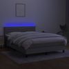 Cama Box Spring Colchón Y Luces Led Tela Gris Claro 140x200 Cm