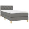 Cama Box Spring Con Colchón Y Led Tela Gris Oscuro 100x200 Cm