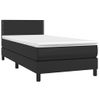 Cama Box Spring Y Colchón Led Cuero Sintético Negro 80x200 Cm