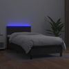 Cama Box Spring Y Colchón Led Cuero Sintético Negro 80x200 Cm