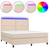 Cama Box Spring Colchón Led Cuero Sintético Capuchino 160x200cm