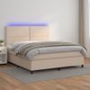 Cama Box Spring Colchón Led Cuero Sintético Capuchino 160x200cm