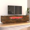 Mueble De Tv Con Luces Led Color Roble Ahumado 160x35x40 Cm