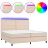 Cama Box Spring Colchón Led Cuero Sintético Capuchino 200x200cm