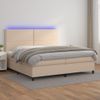 Cama Box Spring Colchón Led Cuero Sintético Capuchino 200x200cm