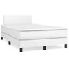 Cama Box Spring Colchón Y Led Cuero Sintético Blanco 120x190 Cm