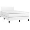 Cama Box Spring Colchón Y Led Cuero Sintético Blanco 120x190 Cm