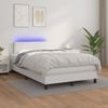 Cama Box Spring Colchón Y Led Cuero Sintético Blanco 120x190 Cm