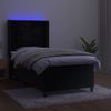 Cama Box Spring Colchón Y Led Terciopelo Negro 80x200 Cm