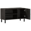 Mueble De Tv Madera Maciza De Mango Negro 80x31x46 Cm