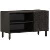 Mueble De Tv Madera Maciza De Mango Negro 80x31x46 Cm