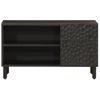 Mueble De Tv Madera Maciza De Mango Negro 80x31x46 Cm